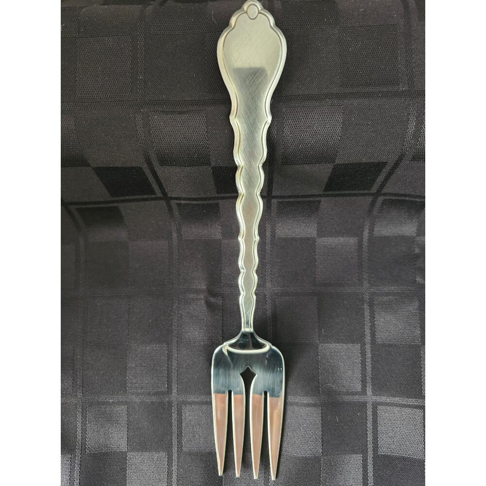 Oneida Community Stainless Cello Solid Serving Fork  Burnished Flatware